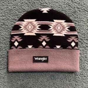 Wrangler Black and Cream Patterned Knit Hat
